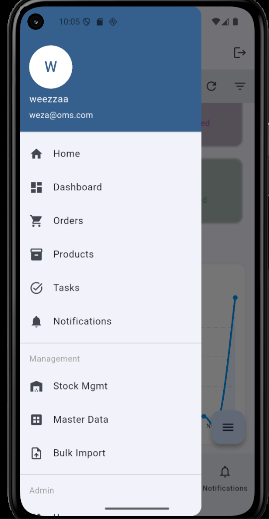 تطبيق إدارة الطلبات (OMS) – نسخة الموبايل